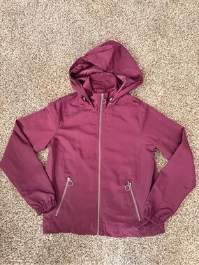 Sky and Sparrow Plum Hooded Windbreaker Jacket